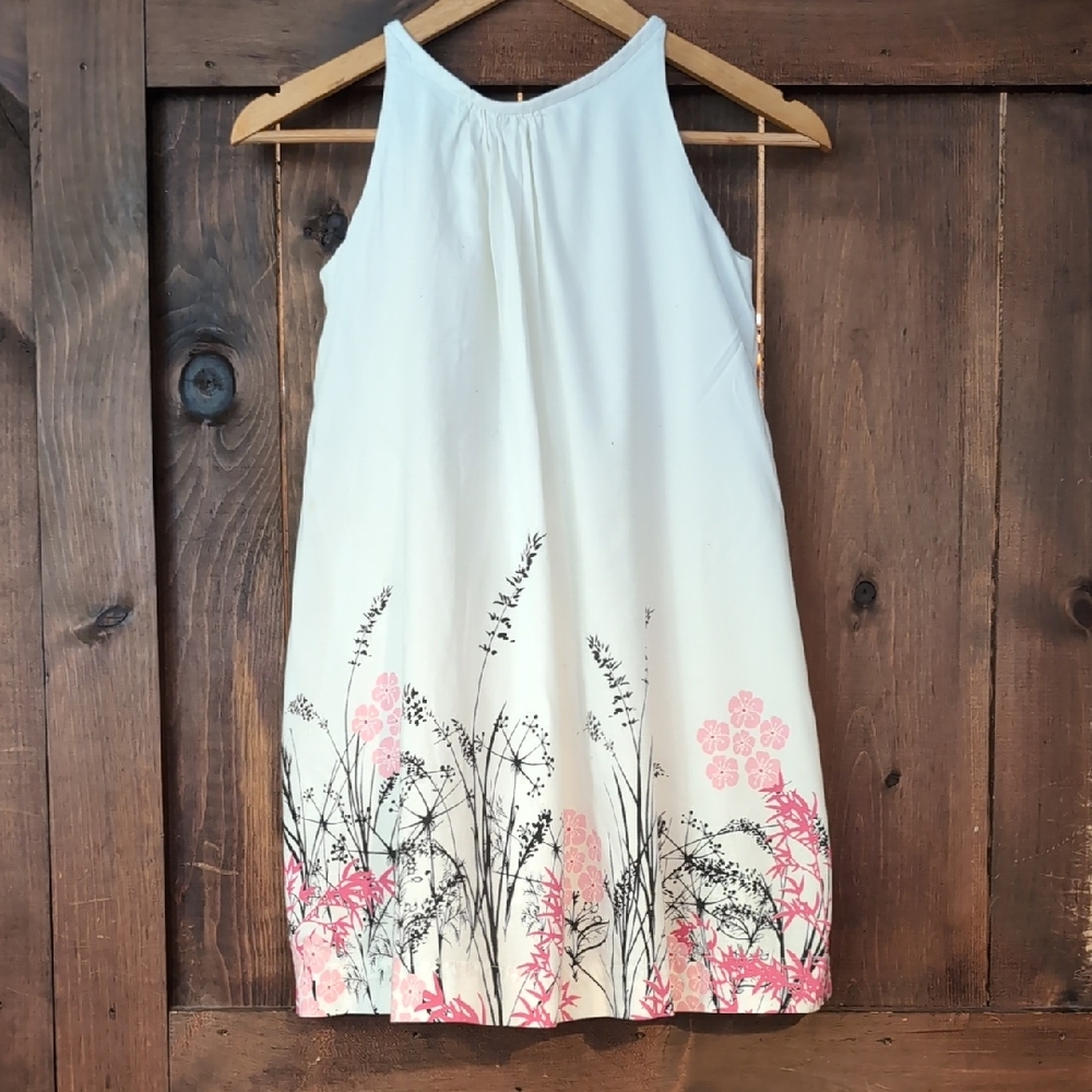 Sophie Catalou Floral White and Pink Shift Dress Size9-10 Girls